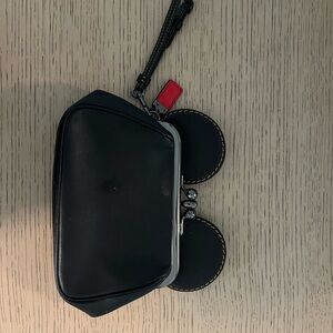 Coach Disney/Mickey Mouse Black Wristlet with Red Accent